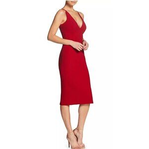 NWT Dress The Population Lyla Midi V Neck Back Slit Dress SZ L